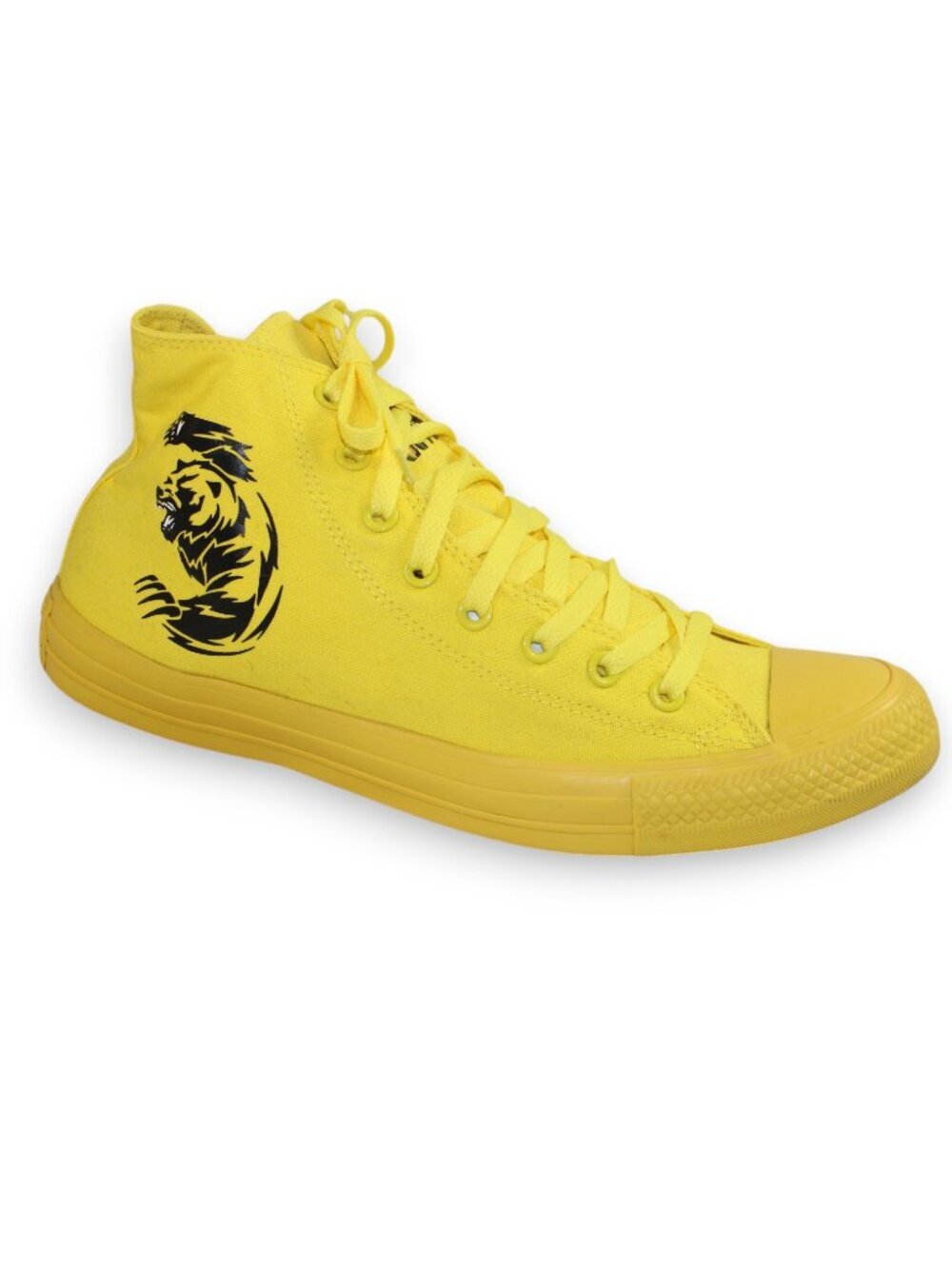 Converse All Star Chuck Taylor Aurora Yellow Custom Canvas Lace Up High Tops - Picture 5 of 12